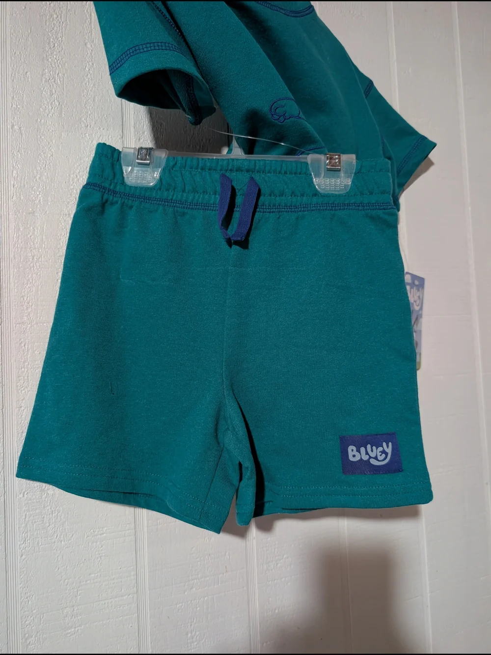 Kids Bluey Teal Short-Sleeve & Shorts set W/Playful Bluey Graphic